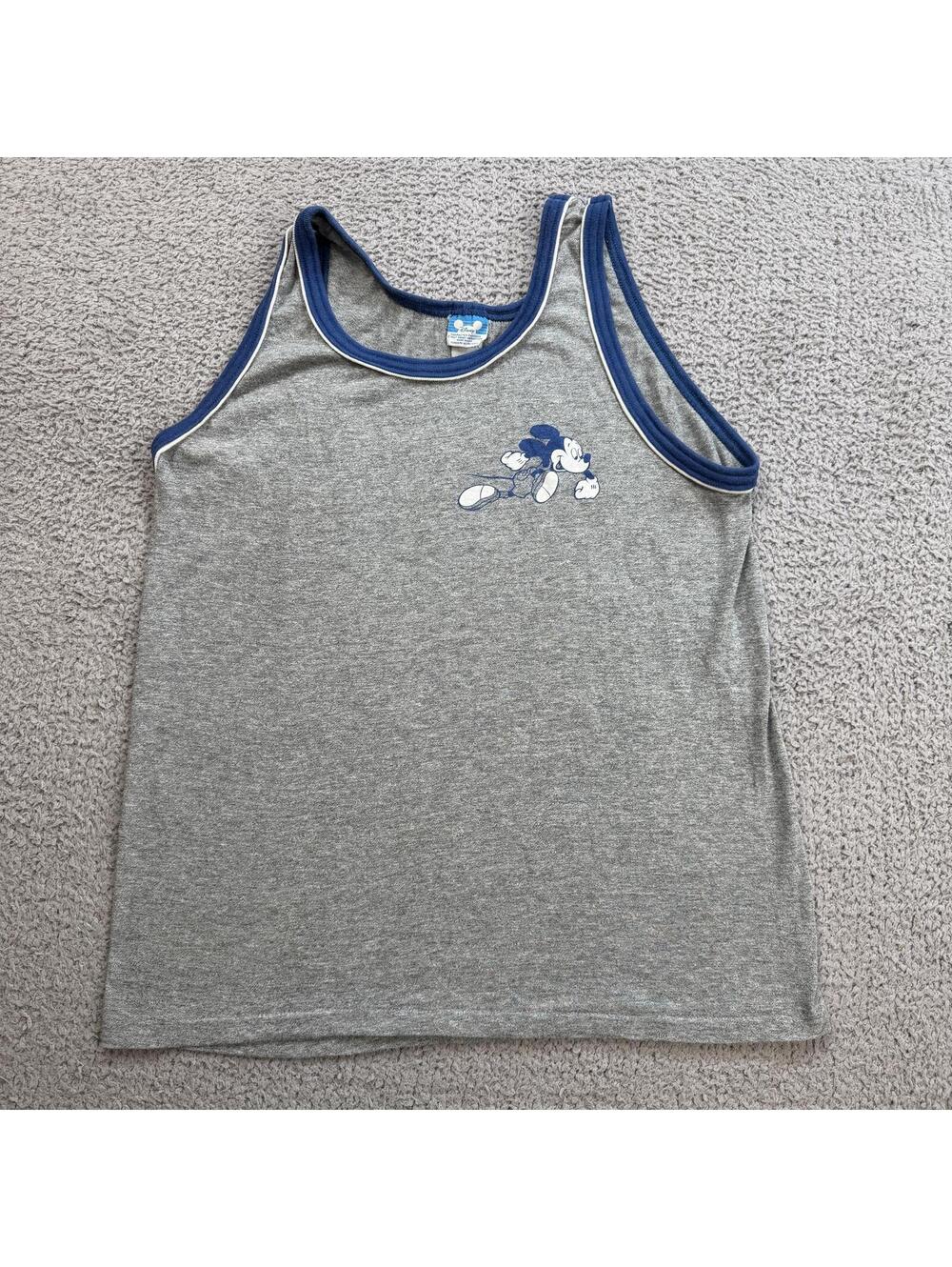 Vintage‎ 90s Disney Mickey Mouse Tank Top M USA Made Ringer Single Stitch Gray
